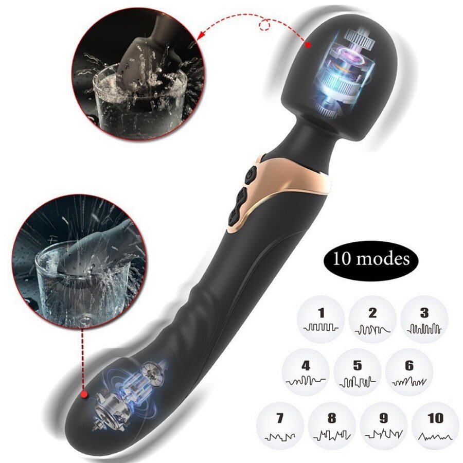 Supplier cutaway illustration of the black wand and vibration patterns