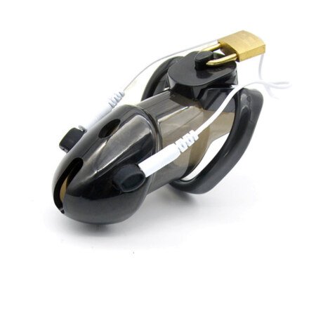 Electro Chastity Cage with E-Stim Leads – 3 Ring Sizes