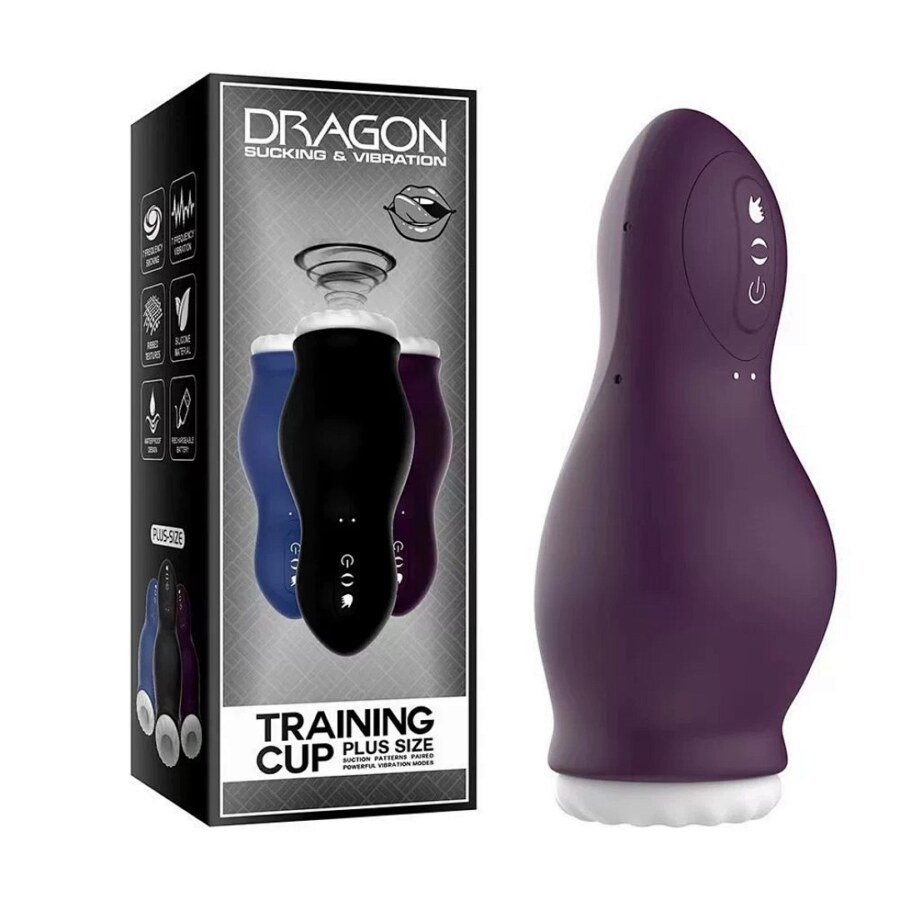 Original supplier image: Purple unit and box Purple Dragon training cup beside supplier retail box