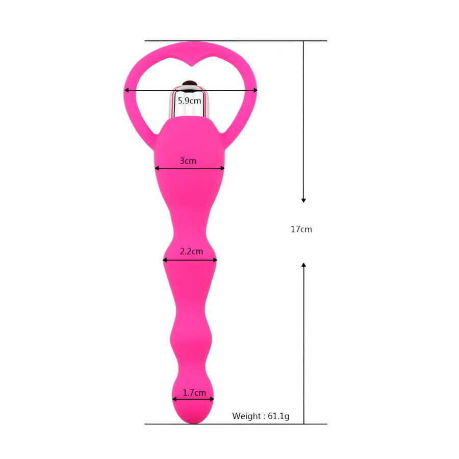 Vibrating Anal Beads with Ring Pull – 17 cm, Pink – view 3