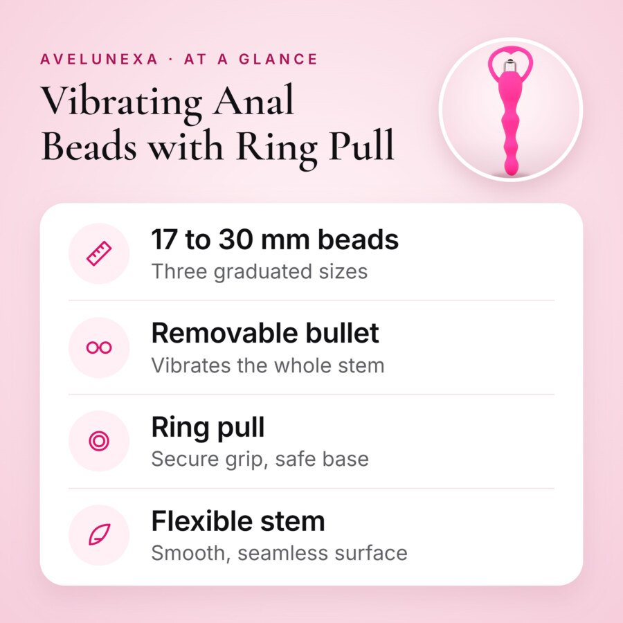 Vibrating Anal Beads with Ring Pull – 17 cm, Pink – key features at a glance