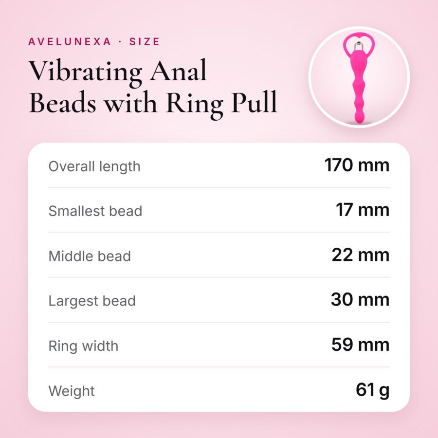 Vibrating Anal Beads with Ring Pull – 17 cm, Pink – size and measurements