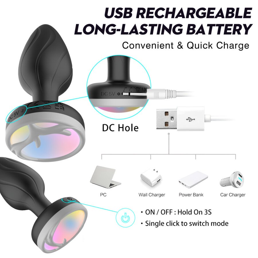 Light-Up Vibrating Butt Plug with Remote โ 10 + 10 Modes โ view 7