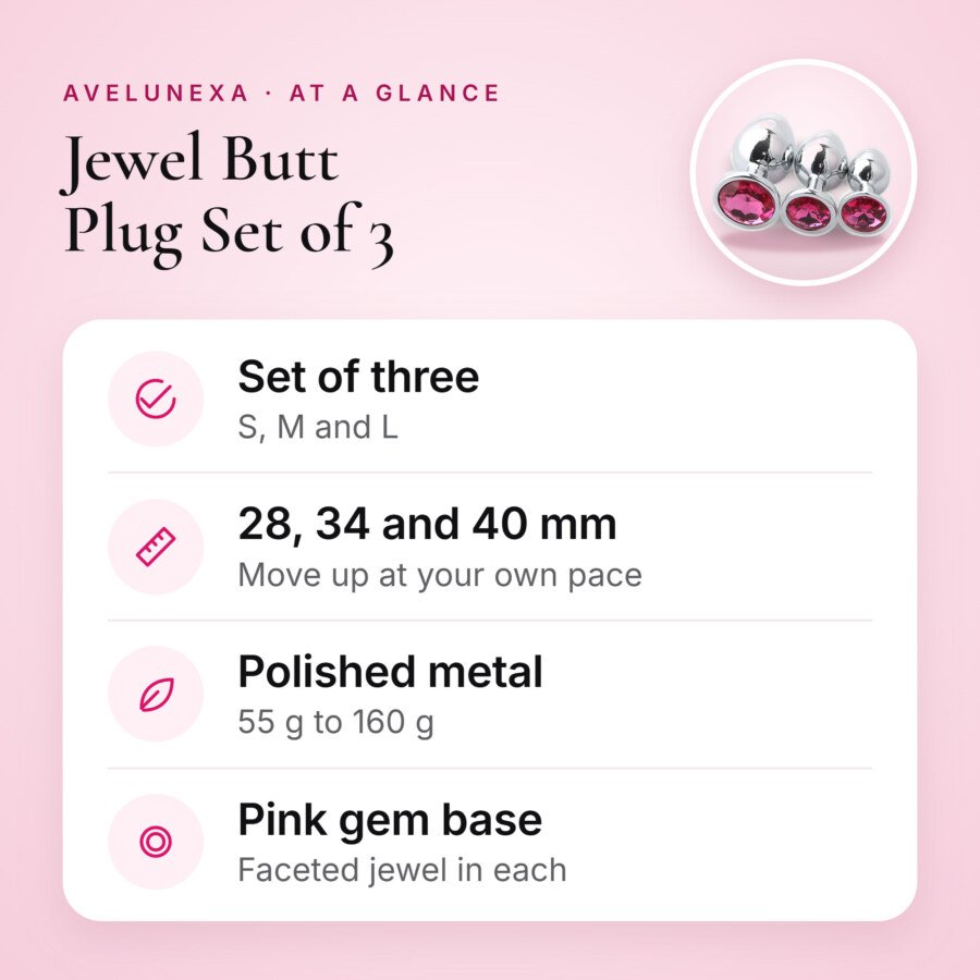 Jewel Butt Plug Set of 3 – Metal, S, M and L – key features at a glance