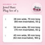 Jewel Butt Plug Set of 3 – Metal, S, M and L – size and measurements