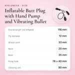 Inflatable Butt Plug with Hand Pump and Vibrating Bullet โ 11.6 cm โ size and measurements