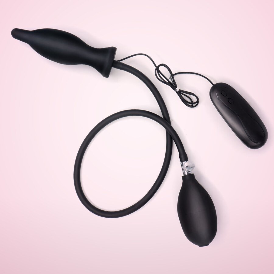 Inflatable Butt Plug with Hand Pump and Vibrating Bullet โ 11.6 cm