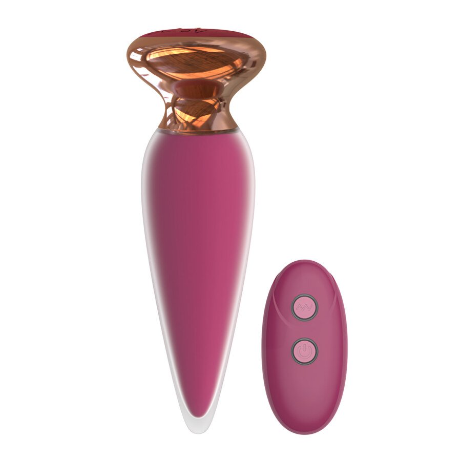 Vibrating Butt Plug with Jewel Base and Remote – 10 Modes, Pink – view 2