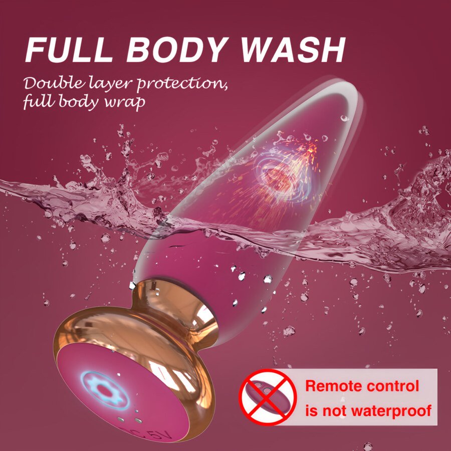 Vibrating Butt Plug with Jewel Base and Remote – 10 Modes, Pink – view 6
