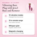 Vibrating Butt Plug with Jewel Base and Remote – 10 Modes, Pink – key features at a glance