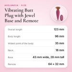 Vibrating Butt Plug with Jewel Base and Remote – 10 Modes, Pink – size and measurements