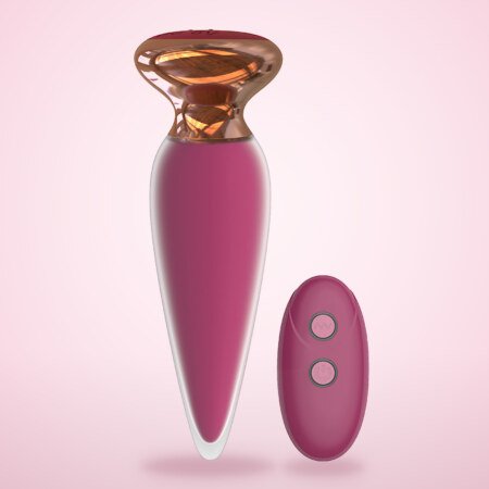 Vibrating Butt Plug with Jewel Base and Remote – 10 Modes, Pink