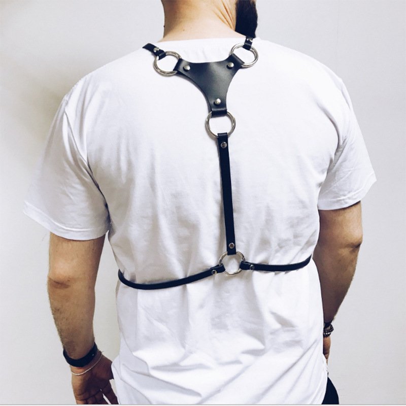 Men's Chest Harness with O-Rings & Chain Detail – view 5
