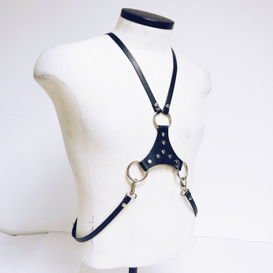 Men's Chest Harness with O-Rings & Chain Detail – view 2