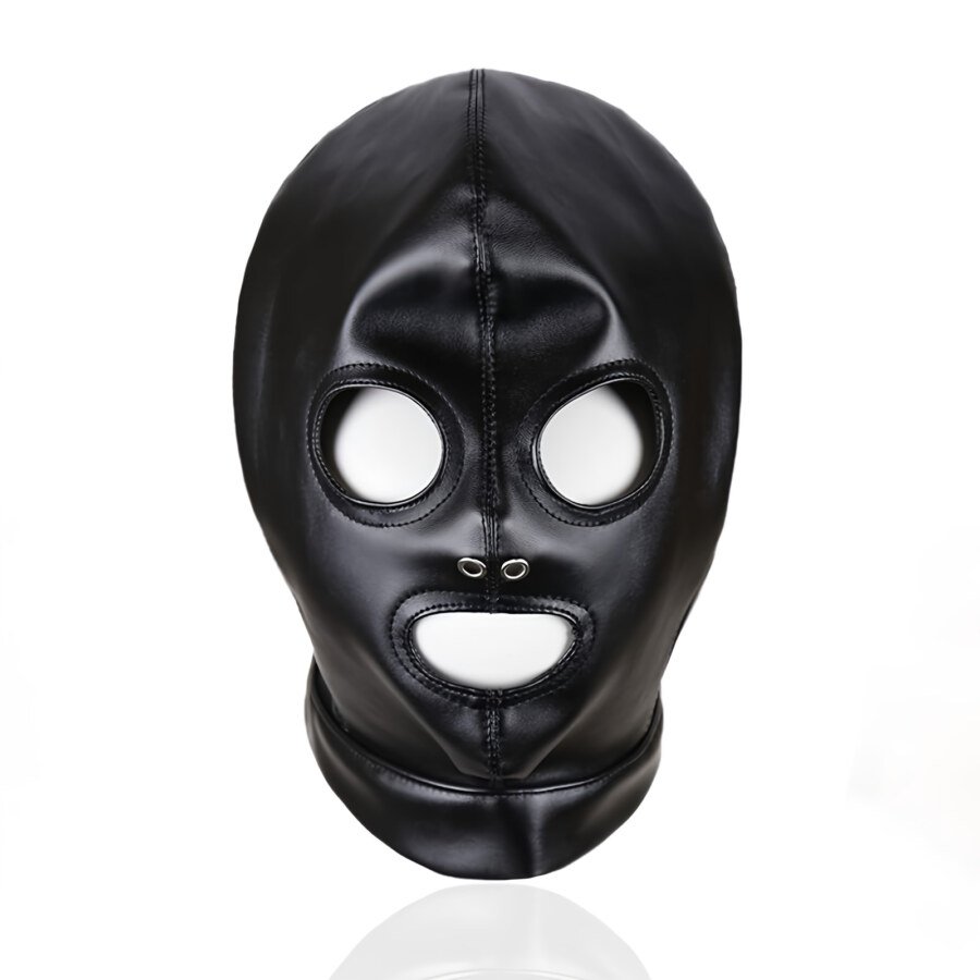 Gimp Mask Bondage Hood – Open Eyes and Mouth, Black – view 2