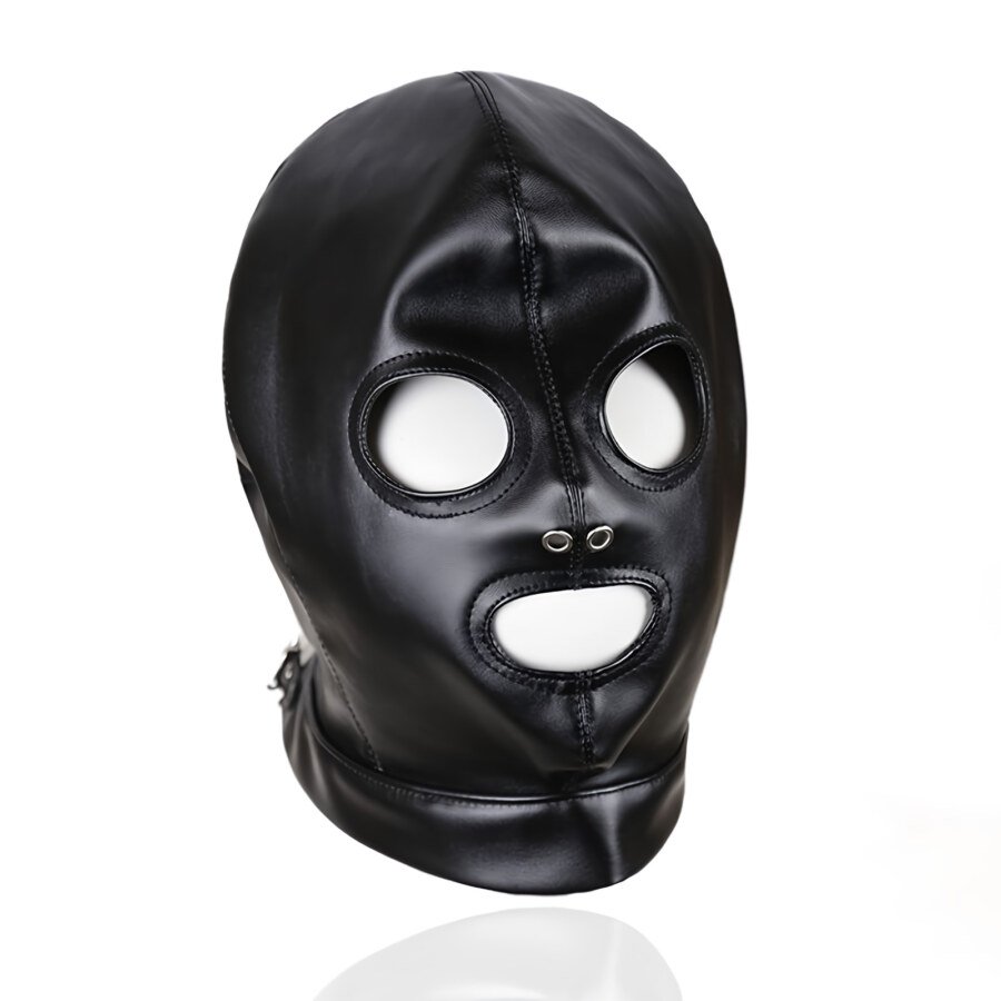 Gimp Mask Bondage Hood – Open Eyes and Mouth, Black – view 3
