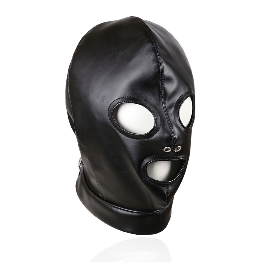 Gimp Mask Bondage Hood – Open Eyes and Mouth, Black – view 4