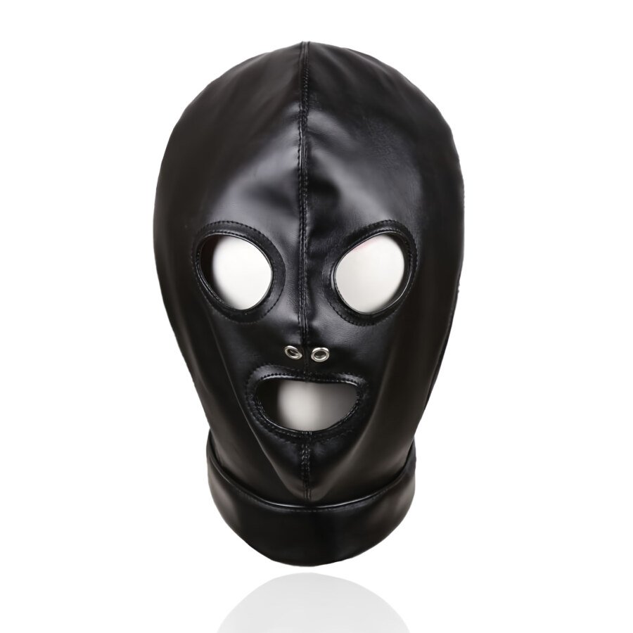 Gimp Mask Bondage Hood – Open Eyes and Mouth, Black – view 5