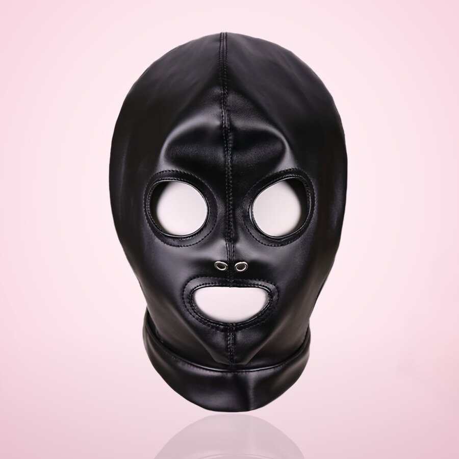 Gimp Mask Bondage Hood – Open Eyes and Mouth, Black