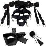 Under-Bed Restraint Set with Cuffs, Blindfold and Tickler – view 2