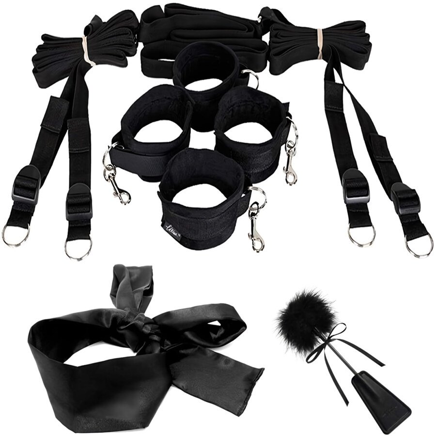 Under-Bed Restraint Set with Cuffs, Blindfold and Tickler – view 2