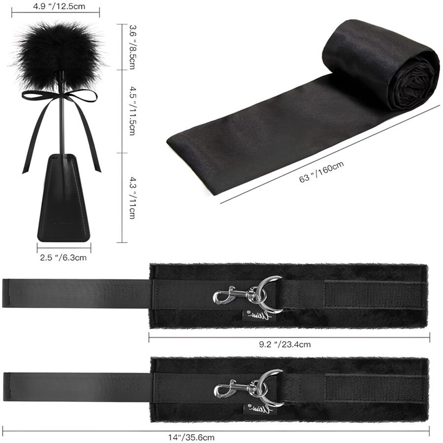 Under-Bed Restraint Set with Cuffs, Blindfold and Tickler – view 3