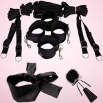 Under-Bed Restraint Set with Cuffs, Blindfold and Tickler