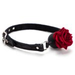 Rose Ball Gag with Breathing Holes and Lace Strap โ Black โ view 2