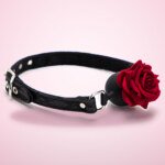 Rose Ball Gag with Breathing Holes and Lace Strap โ Black