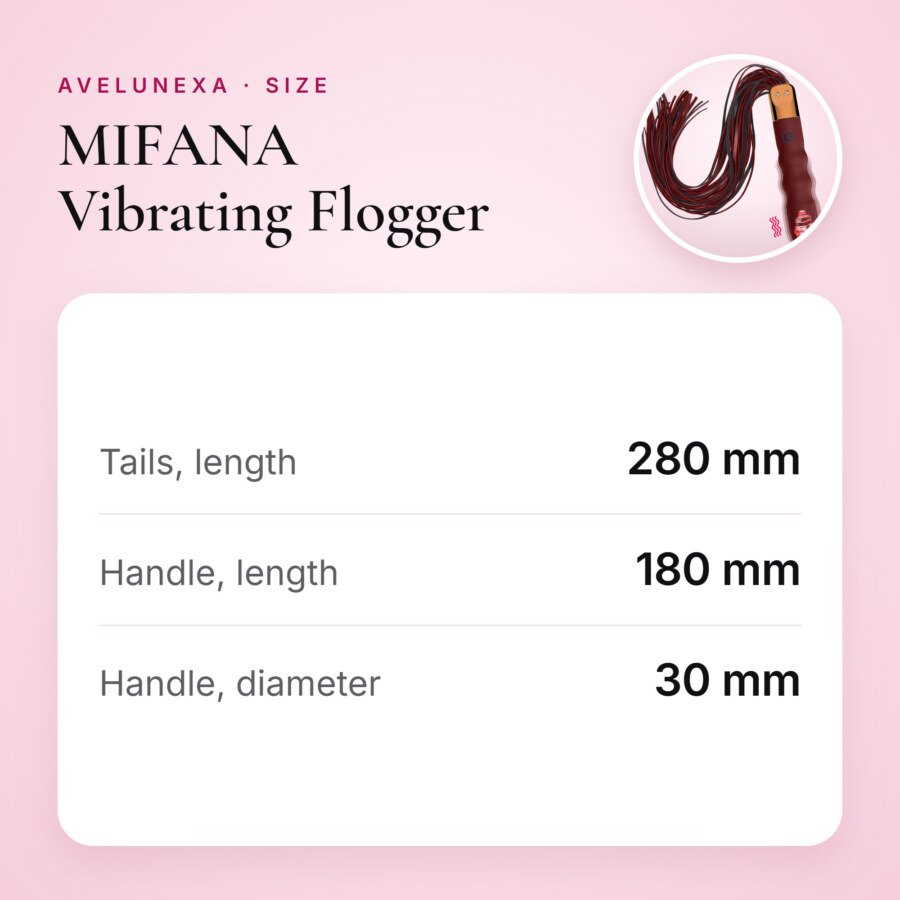 MIFANA Vibrating Flogger – Rechargeable, 10 Vibration Modes – size and measurements