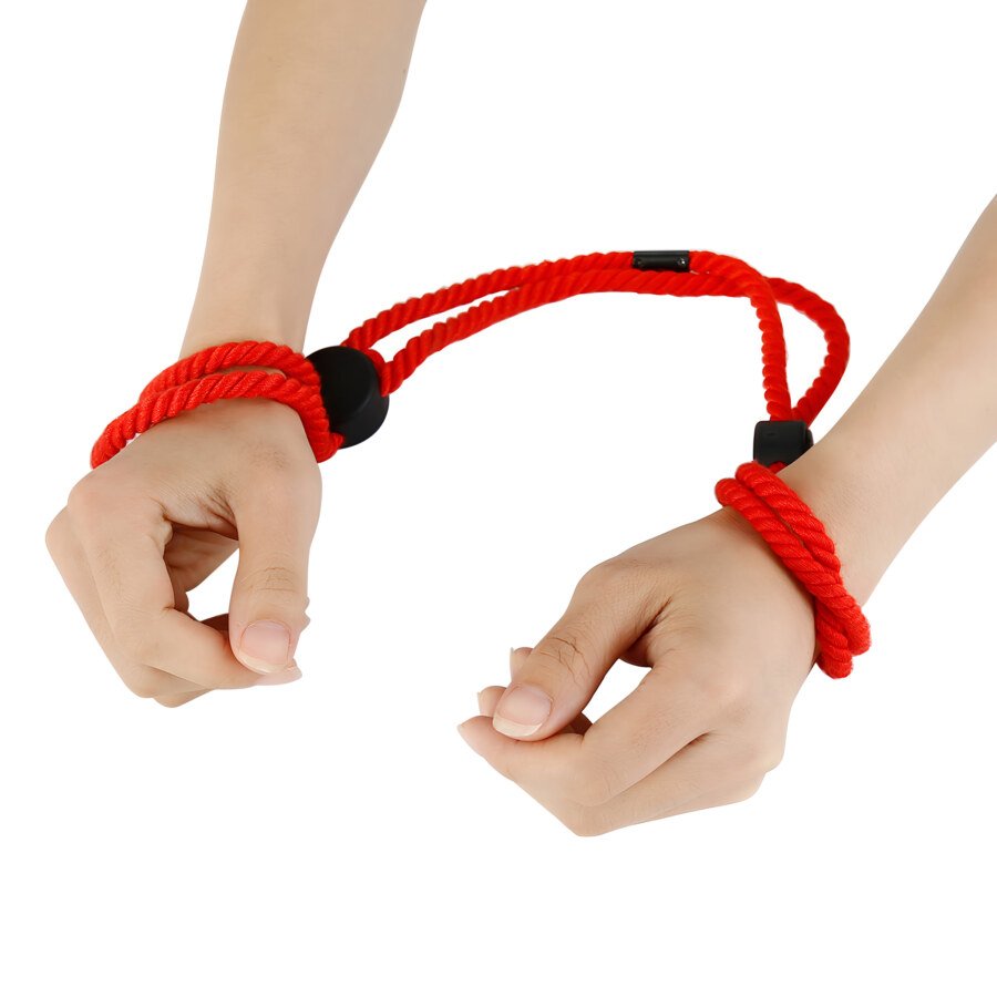 Adjustable Rope Wrist and Ankle Cuffs – Red – view 3