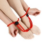 Adjustable Rope Wrist and Ankle Cuffs – Red – view 4