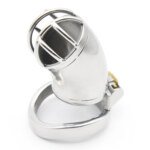 Curved Metal Chastity Cage with Lock and Two Keys – 60 mm – view 3