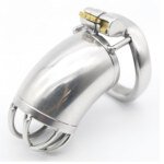 Curved Metal Chastity Cage with Lock and Two Keys – 60 mm – view 2