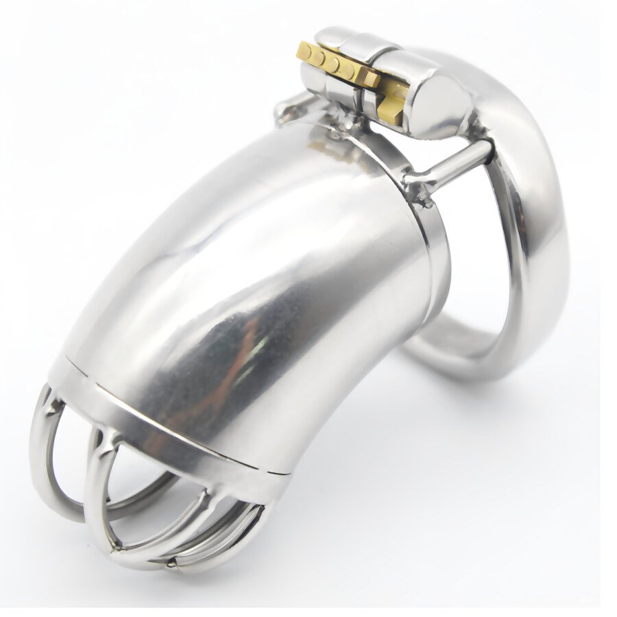 Curved Metal Chastity Cage with Lock and Two Keys – 60 mm – view 2