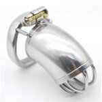 Curved Metal Chastity Cage with Lock and Two Keys – 60 mm – view 5