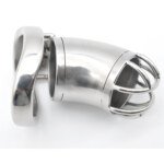 Curved Metal Chastity Cage with Lock and Two Keys – 60 mm – view 6