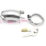Curved Metal Chastity Cage with Lock and Two Keys – 60 mm – view 4