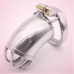 Curved Metal Chastity Cage with Lock and Two Keys – 60 mm