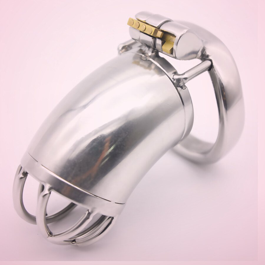 Curved Metal Chastity Cage with Lock and Two Keys – 60 mm