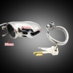Slotted Metal Chastity Cage with Lock and Two Keys β 76 mm β view 5