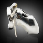 Slotted Metal Chastity Cage with Lock and Two Keys β 76 mm β view 3