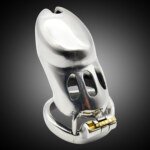 Slotted Metal Chastity Cage with Lock and Two Keys β 76 mm β view 2