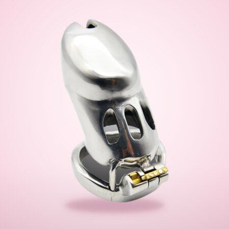 Slotted Metal Chastity Cage with Lock and Two Keys – 76 mm