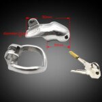 Smooth Metal Chastity Cage with Lock and Two Keys – 90 mm – view 5