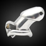 Smooth Metal Chastity Cage with Lock and Two Keys – 90 mm – view 3