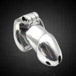 Smooth Metal Chastity Cage with Lock and Two Keys – 90 mm – view 2