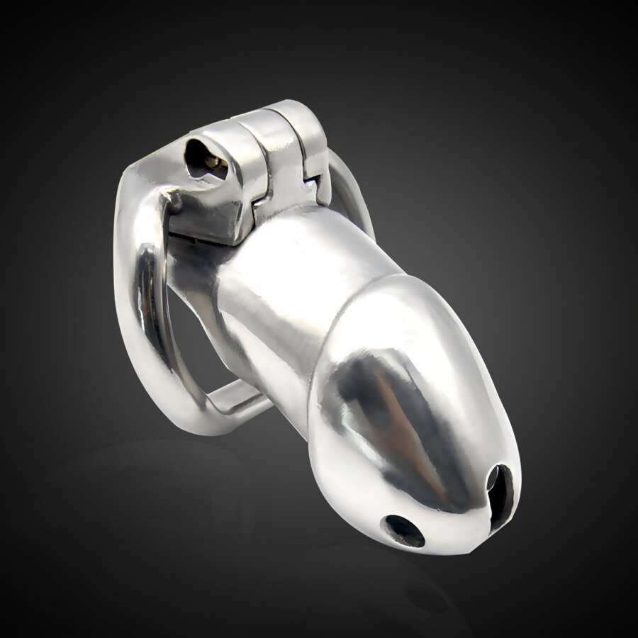 Smooth Metal Chastity Cage with Lock and Two Keys – 90 mm – view 2