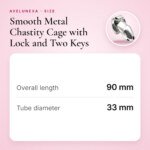 Smooth Metal Chastity Cage with Lock and Two Keys – 90 mm – size and measurements