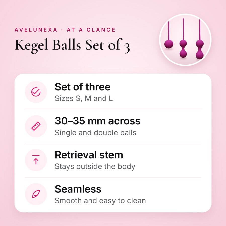 Kegel Balls Set of 3 – Progressive Sizes S, M and L – key features at a glance